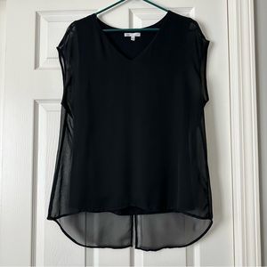 Double layer blouse with sheer tails